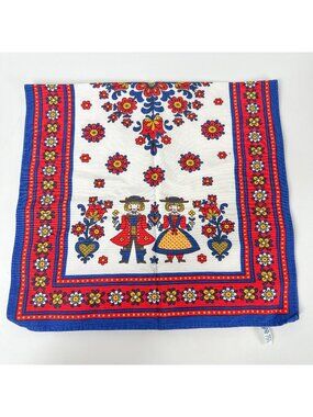 Vintage Kolf Austrian Folk Art Cloth Kitchen Cotton Table Runner Folklore